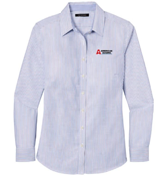 American Augers 2024 Show Kit Ladies Port Authority SuperPro Oxford Stripe Shirt