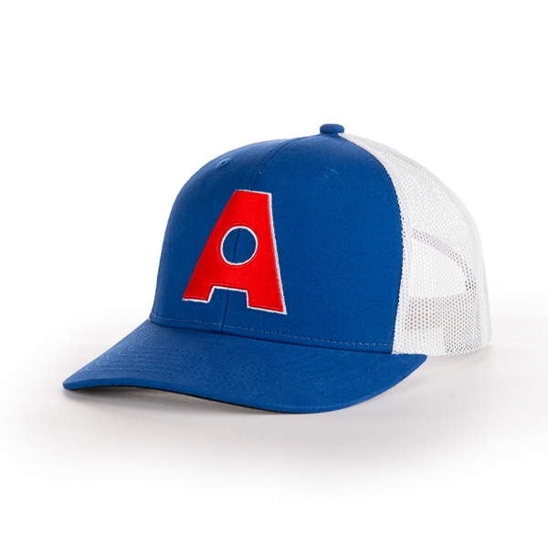 Blue and White American Augers Hat