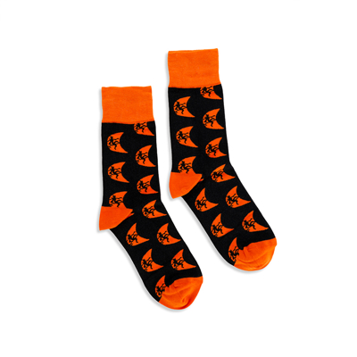 Orange Moon Socks Product Image on white background