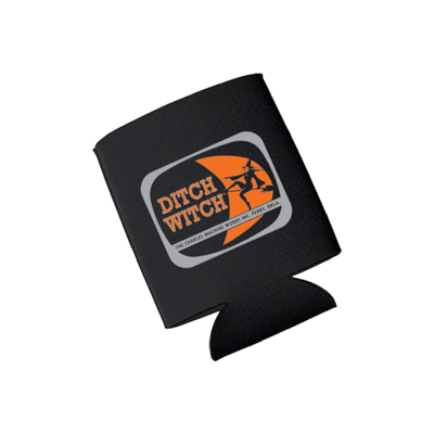 Koozie Product Image on white background with Ditch Witch 75 years logo