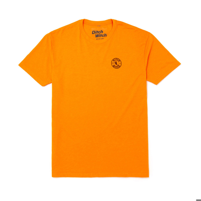 Image of an orange tee with Ditch Witch logo on front left chest