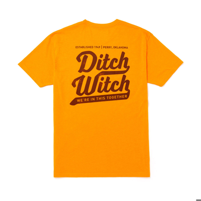 Image of an orange tee with Ditch Witch logo on front left chest