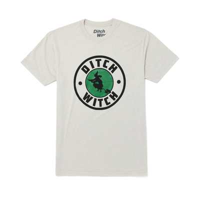 Image of a tan tee with black and green Ditch Witch logo on front