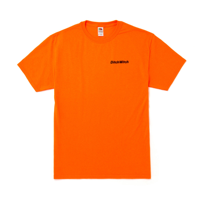 Image of a hi-vis orange tee with black Ditch Witch logo on front left chest