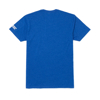 Image of a blue tee with red and white American Augers logo - back view