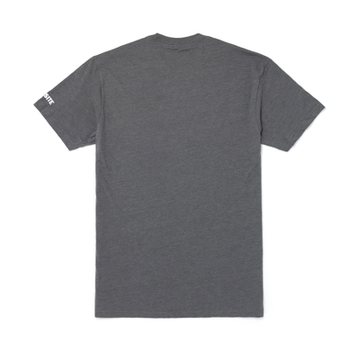 Image of a gray tee with white and green Subsite design