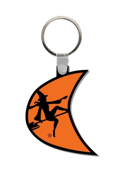 Image of a Orange Moon Keychain with a Ditch Witch logo on it