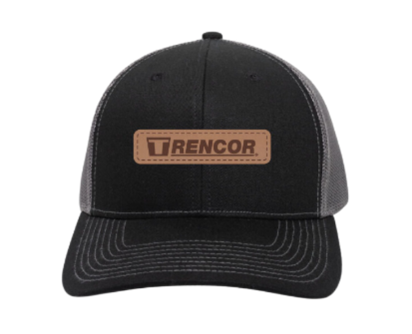 black trencor hat with leather patch