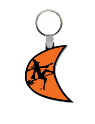 Image of a Orange Moon Keychain with a Ditch Witch logo on it