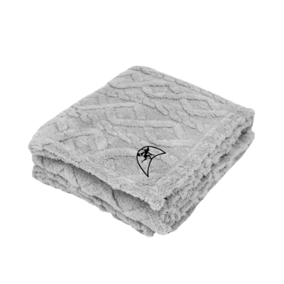 Ditch Witch Blanket in gray with embroidered logo and diamond pattern