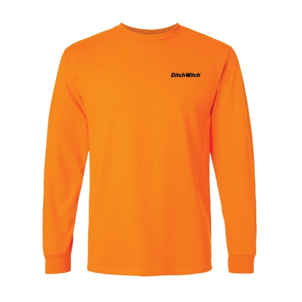 Ditch Witch Safety Orange Long Sleeve Shirt with logo on left chest.