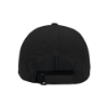 Black perforated snapback hat with an adjustable closure.