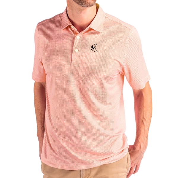 Light peach micro‑patterned performance polo shirt with a small embroidered Ditch Witch moon logo on the left chest.