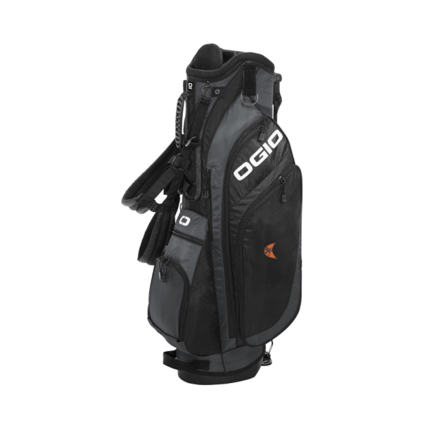 Ditch Witch OGIO golf bag in diesel grey front angled view with multiple storage pockets