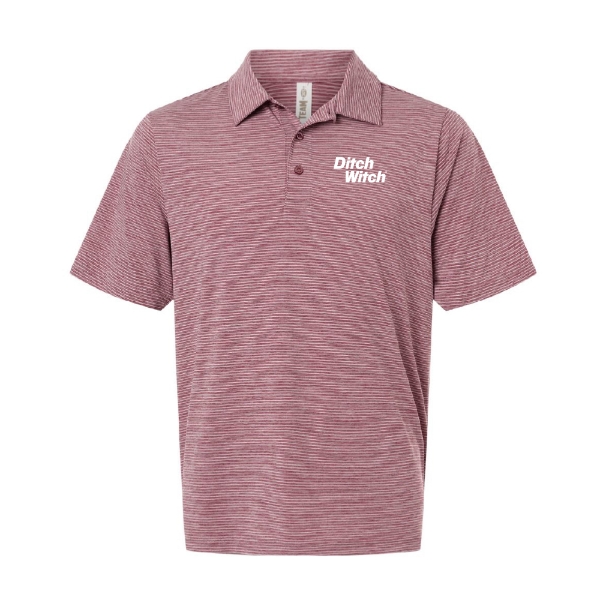 Maroon heathered stripe polo shirt with a white Ditch Witch wordmark on the left chest.