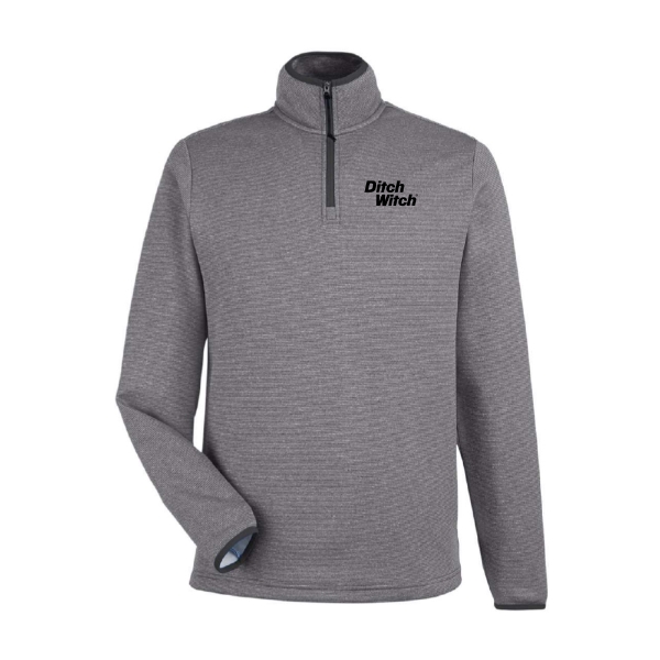 Ditch Witch® Heathered Stripe Quarter-Zip in Black Heather featuring an embroidered logo on the left chest and subtle textured performance fabric