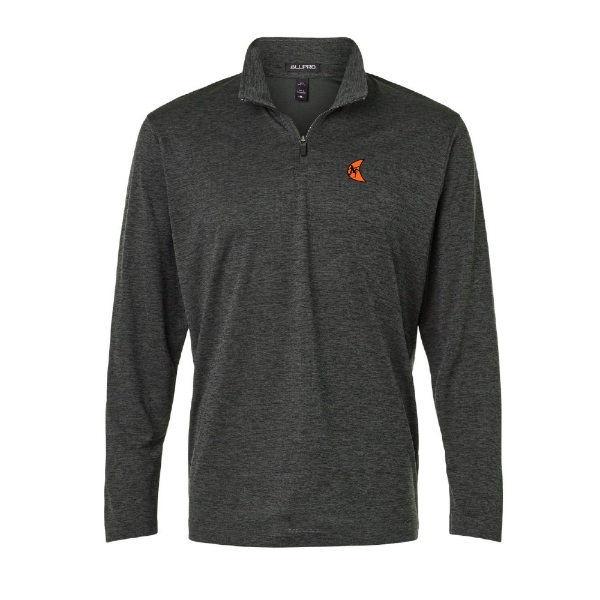 Ditch Witch® Heathered Stripe Quarter-Zip in Black Heather featuring an embroidered logo on the left chest and subtle textured performance fabric