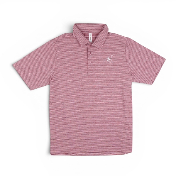 Maroon heathered stripe polo shirt with a white Ditch Witch moon logo on the left chest.