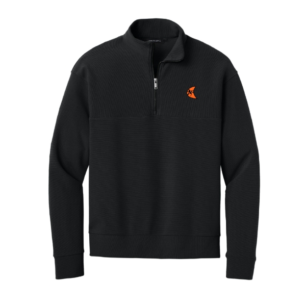 Ditch Witch® Linear Texture Quarter-Zip in Deep Black featuring an embroidered Blaze logo and subtle textured performance fabric