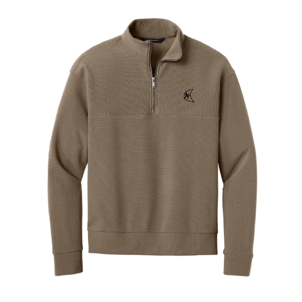 Ditch Witch® Linear Texture Quarter-Zip in Warm Taupe featuring an embroidered Blaze logo and subtle textured performance fabric