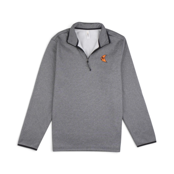 Ditch Witch® Heathered Stripe Quarter-Zip in Black Heather featuring an embroidered logo on the left chest and subtle textured performance fabric