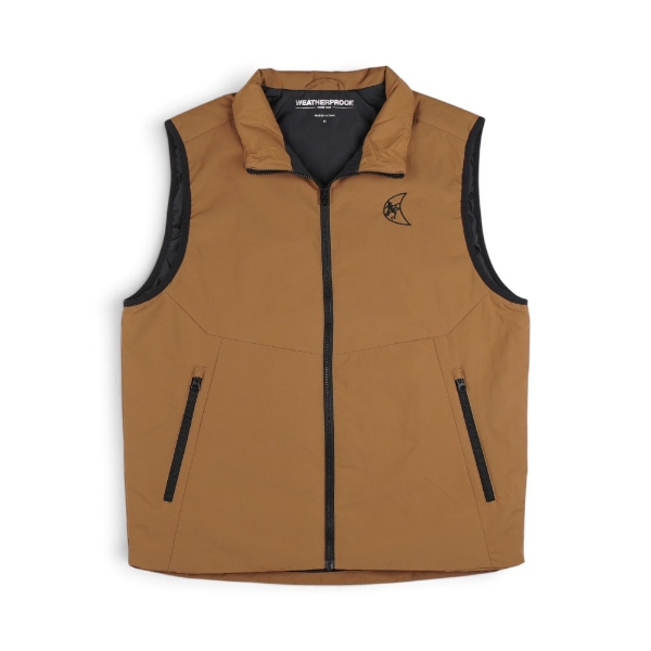 Ditch Witch® Commuter Vest in Teddy Brown featuring an embroidered black logo, full-zip front, stand-up collar, and zippered pockets