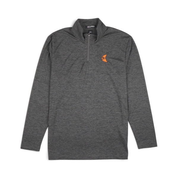 Ditch Witch® Heathered Stripe Quarter-Zip in Black Heather featuring an embroidered logo on the left chest and subtle textured performance fabric