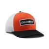 Ditch Witch Tri Color Hat shown from the front right with orange front panels, black bill, white mesh back, and Ditch Witch logo patch.