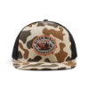Ditch Witch Duck Camo Patch Hat with tan and brown camouflage front panels, black mesh back, flat bill, and embroidered circular Ditch Witch patch.