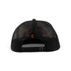 Rear view of the Ditch Witch Duck Camo Patch Hat showing the black mesh back, adjustable snapback closure, and small orange Ditch Witch moon logo above the opening.