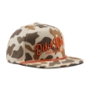 Ditch Witch Duck Camo Flat Bill Hat shown from the front left with camouflage panels, flat bill, orange rope accent, and embroidered Ditch Witch branding.