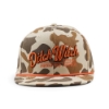 Ditch Witch Duck Camo Flat Bill Hat with tan and brown camouflage panels, orange rope detail, and embroidered Ditch Witch Official Underground Equipment logo.
