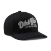 Ditch Witch® Fitted Baseball Hat shown from the front left with a curved bill, structured black crown, and silver embroidered Ditch Witch branding.