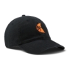 Ditch Witch Orange Moon Hat shown from the front left with a curved bill, black cotton construction, and embroidered orange moon logo.