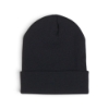 Back view of the black Ditch Witch Beanie with a plain cuffed knit design.