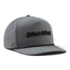 Ditch Witch Performance Hat shown from the front left with a gray structured crown, black embroidered Ditch Witch logo, perforated side panels, and black rope accent.