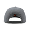 Rear view of the Ditch Witch Performance Hat showing perforated gray back panels, adjustable snapback closure, and a small orange Ditch Witch moon logo above the opening.
