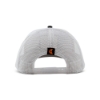 Rear view of the Ditch Witch American Made Hat showing white mesh panels, adjustable snapback closure, and a small orange Ditch Witch moon logo above the opening.