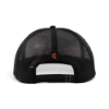 Rear view of the Ditch Witch Flag Hat showing black mesh panels, adjustable snapback closure, and a small orange Ditch Witch moon logo above the opening.