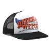 Ditch Witch Flag Hat shown from the front left with a white front panel, black bill, black mesh back, and large patriotic Ditch Witch graphic.