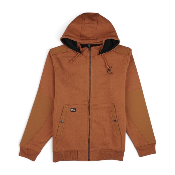 Ditch Witch® Saddle full-zip fleece jacket featuring an embroidered Blaze logo, hood, reinforced hand pockets, and durable workwear construction